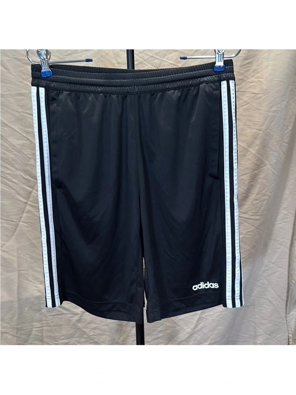 adidas Black Athletic Shorts with White Side Stripes